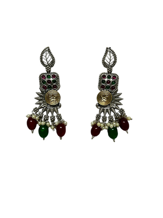 Sun with colourful pearl drop earring