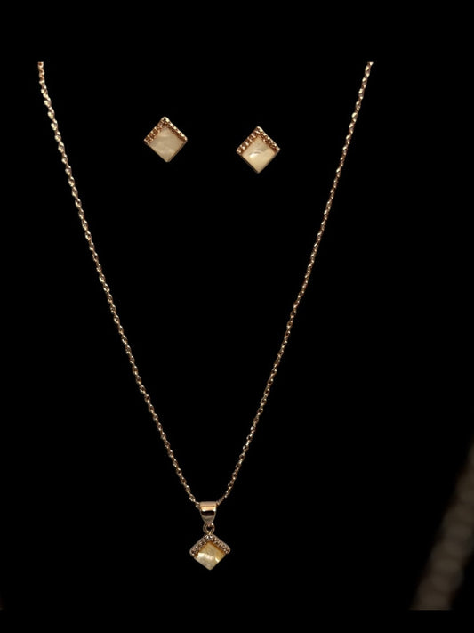 Square stone with diamond earring and neckless