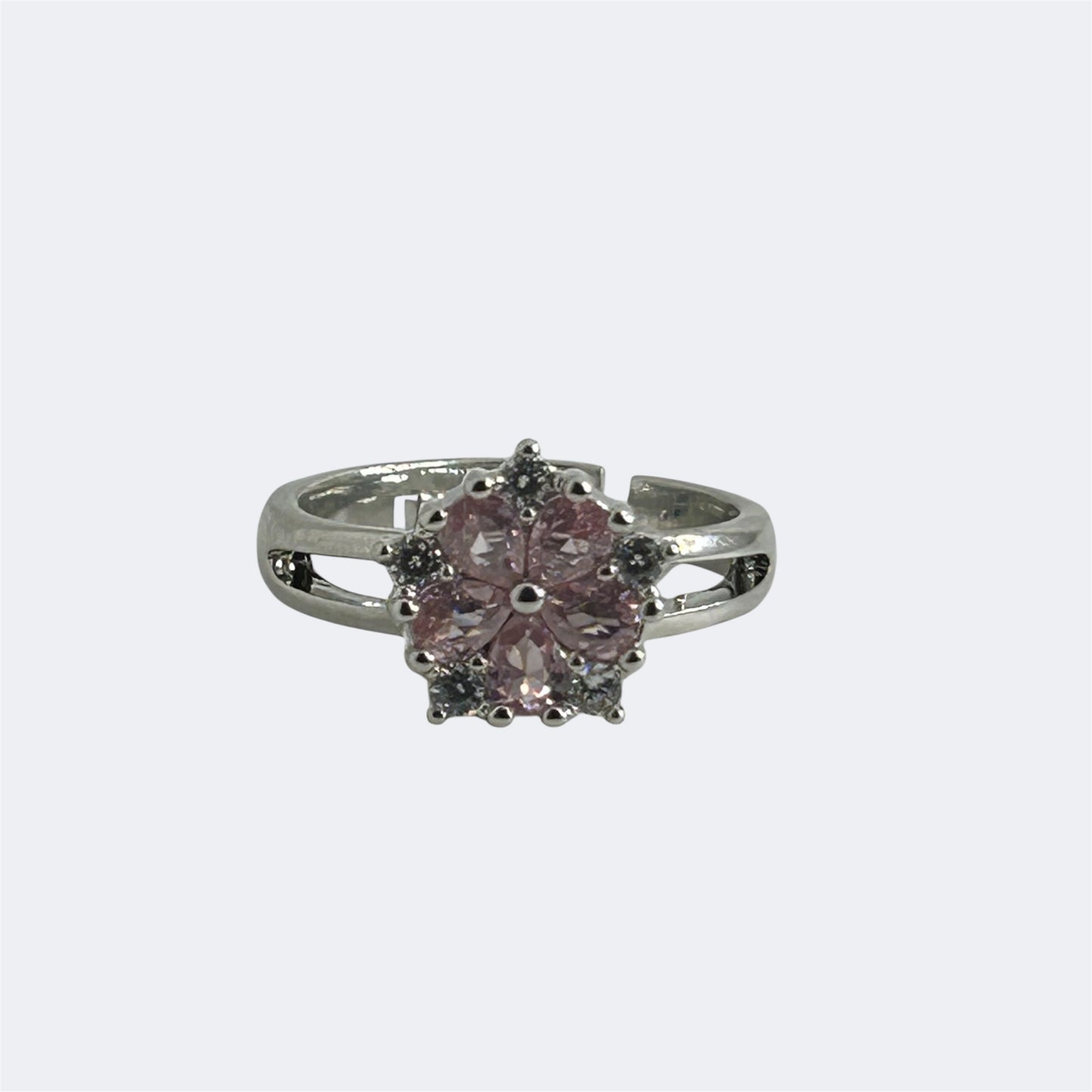 Blossom Dreams Pink Crystal Silver-Plated Ring