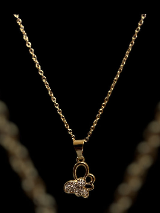 Rose gold delicate butterfly necklace