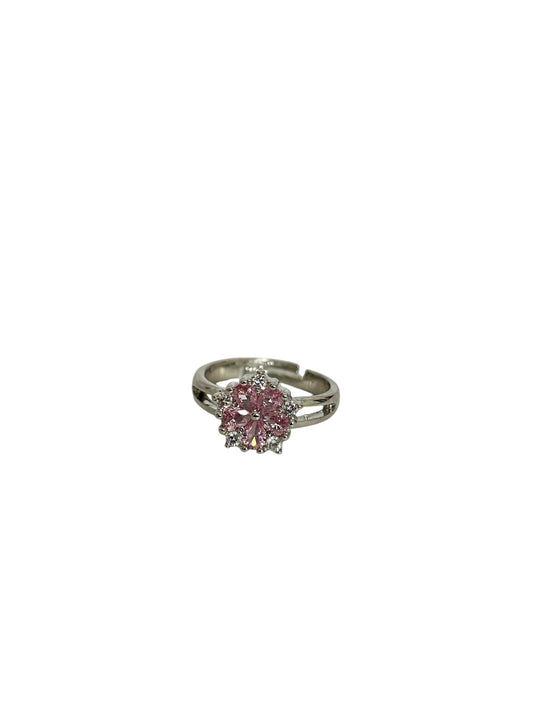 Blossom Dreams Pink Crystal Silver-Plated Ring