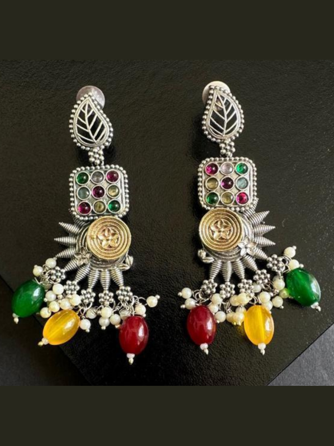Sun with colourful pearl drop earring