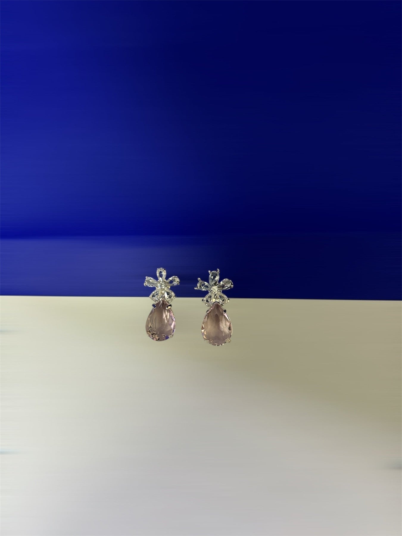 Pink diamond flower earring