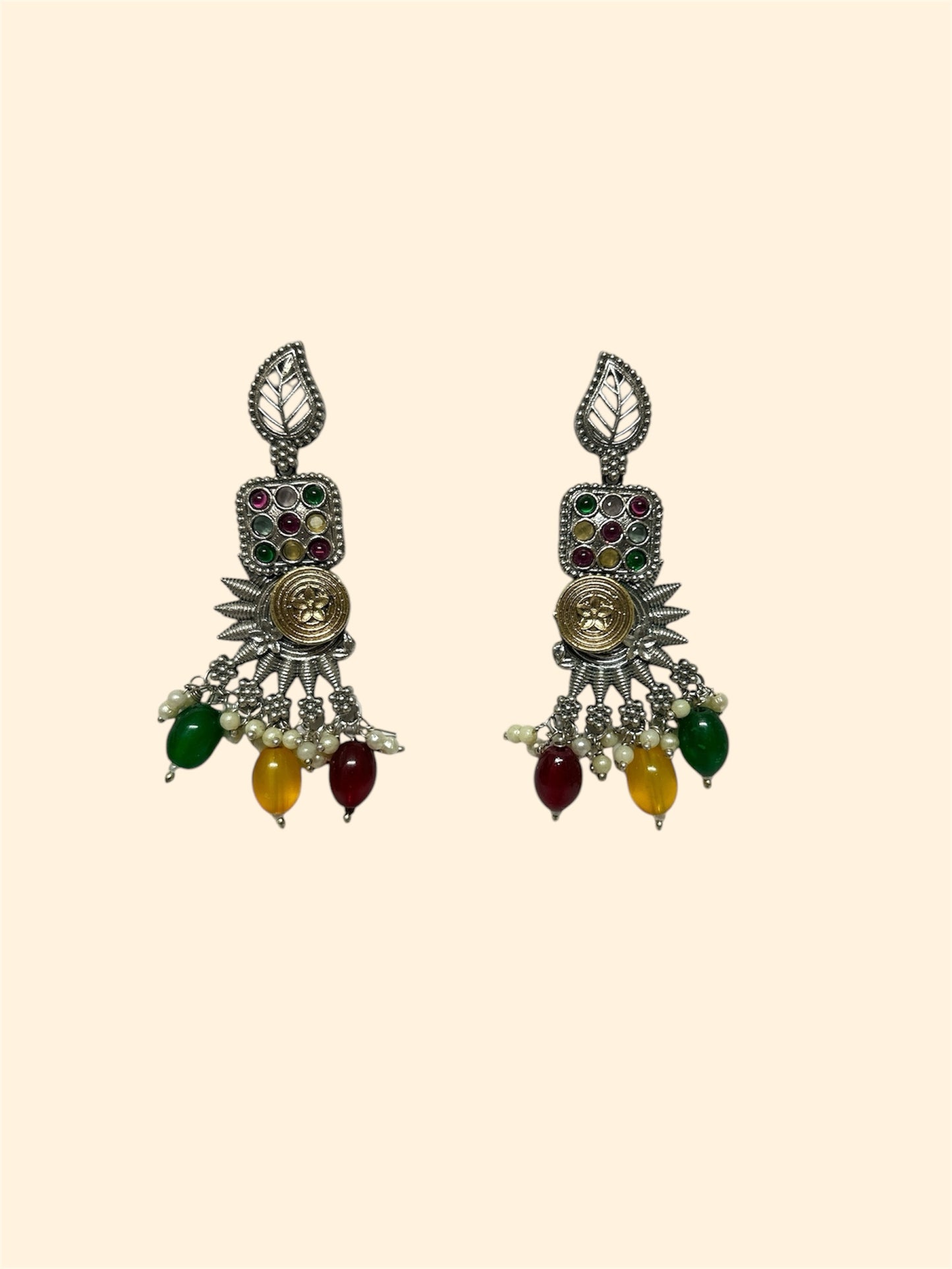 Sun with colourful pearl drop earring