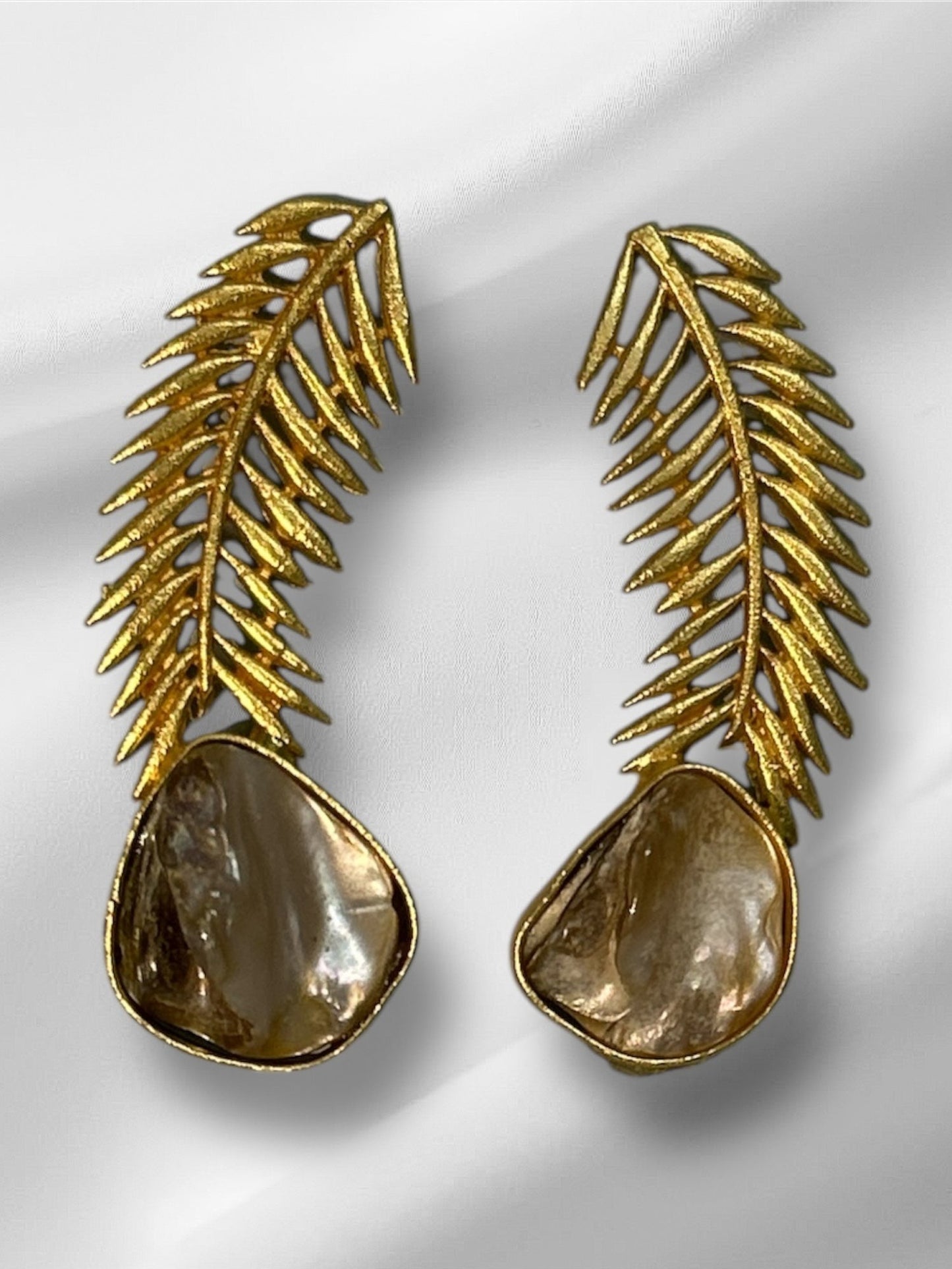 Marble stone feather earring