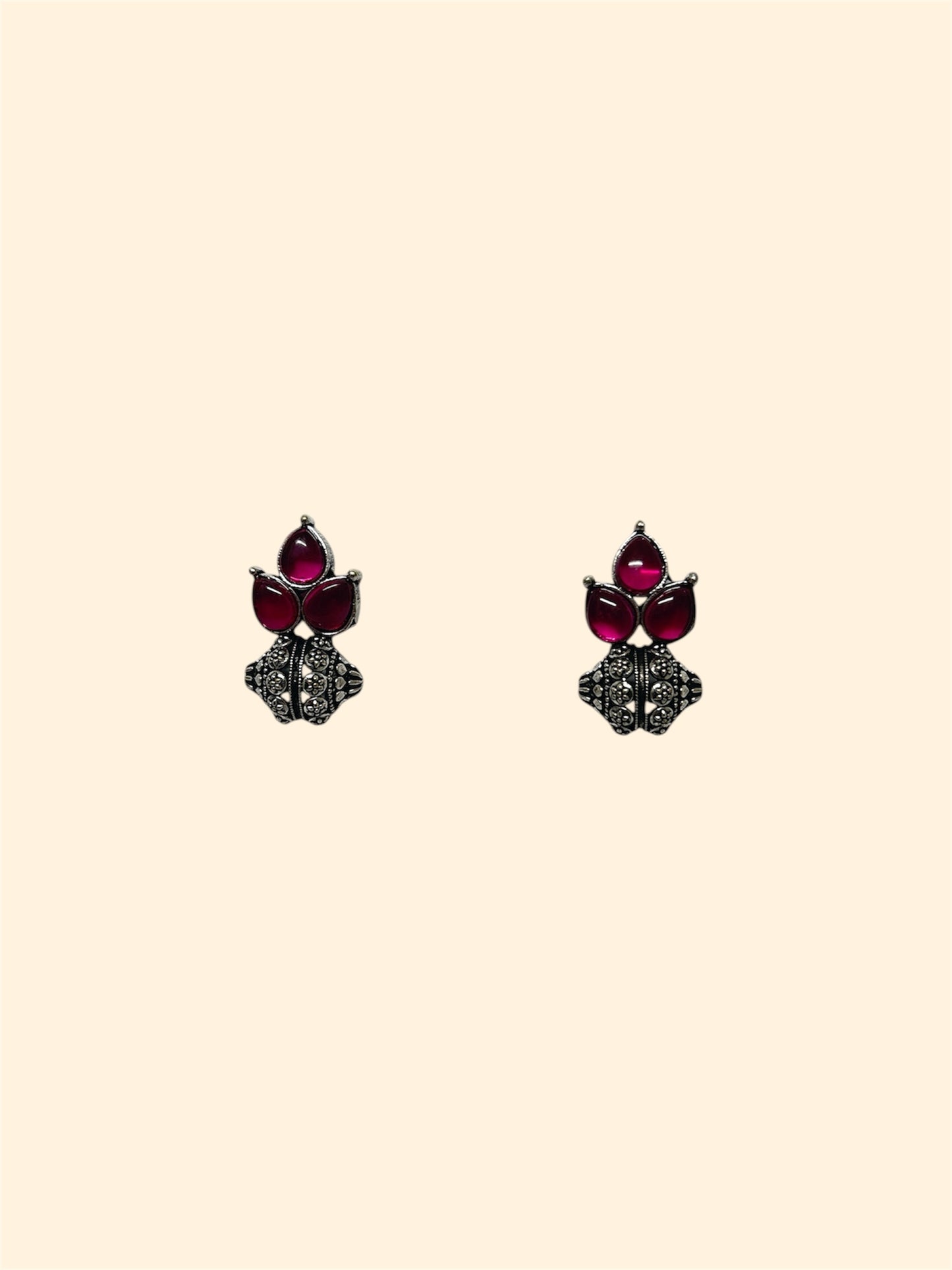 Three Monalisa Stone Half Balloon Stud