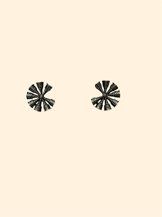 German silver Half flower earring