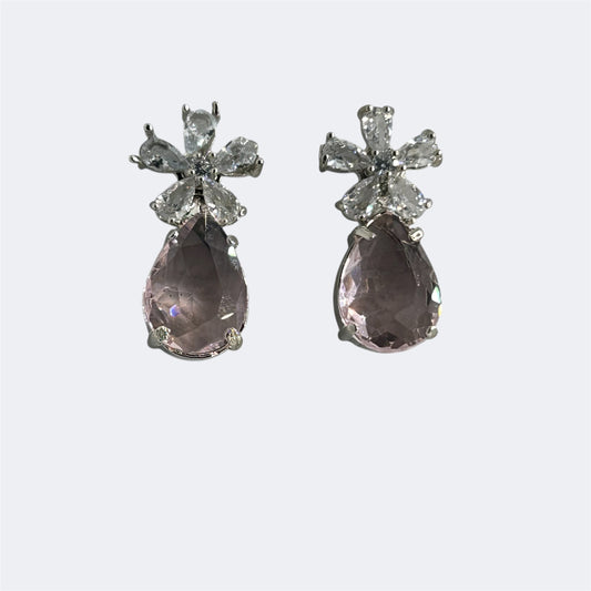 Pink diamond flower  earring