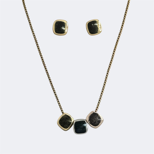 Square earring and neckless set