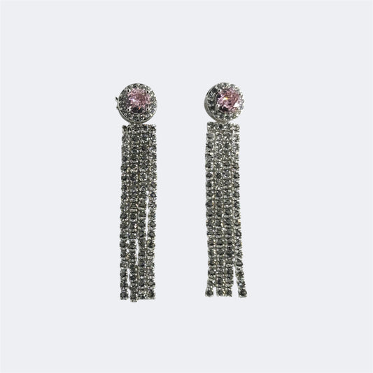 Crystal Tassel Long Drop Earrings