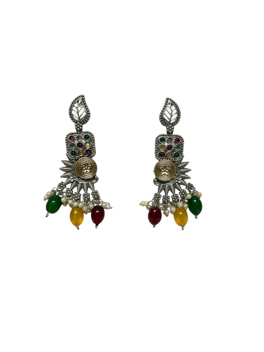 Sun with colourful pearl drop earring