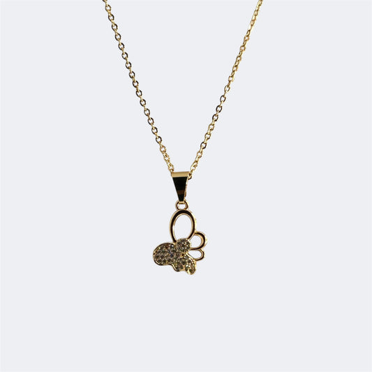 Rose gold delicate butterfly necklace