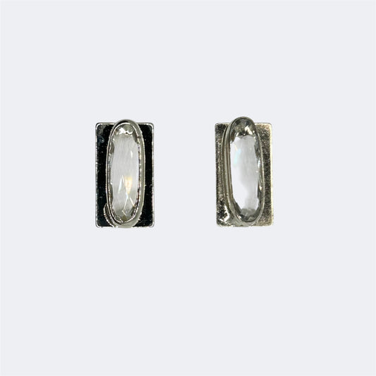 Rectangular Diamond Ear Studs
