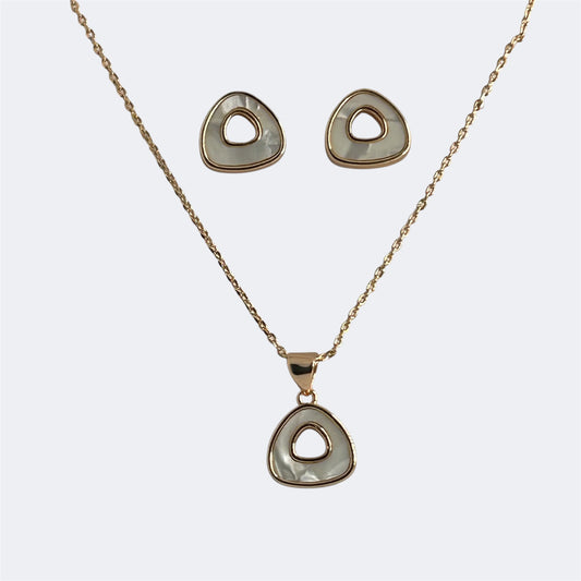 Elegant  tringle white earring with neckless