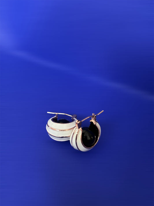 Black pearl hoop  earring
