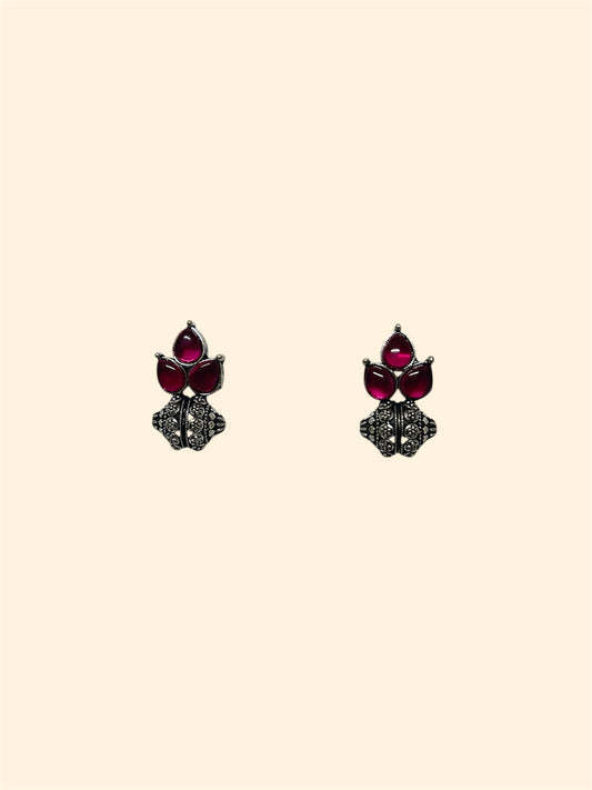 Three Monalisa Stone Half Balloon Stud