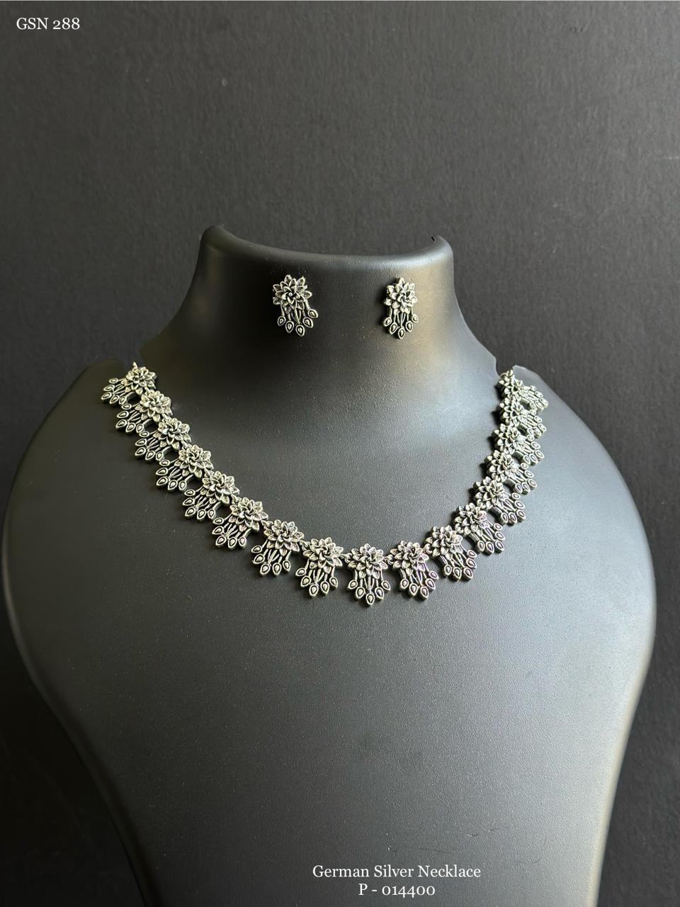 Girls Women Yellow Chimes Ethnic German Silver Necklace Set