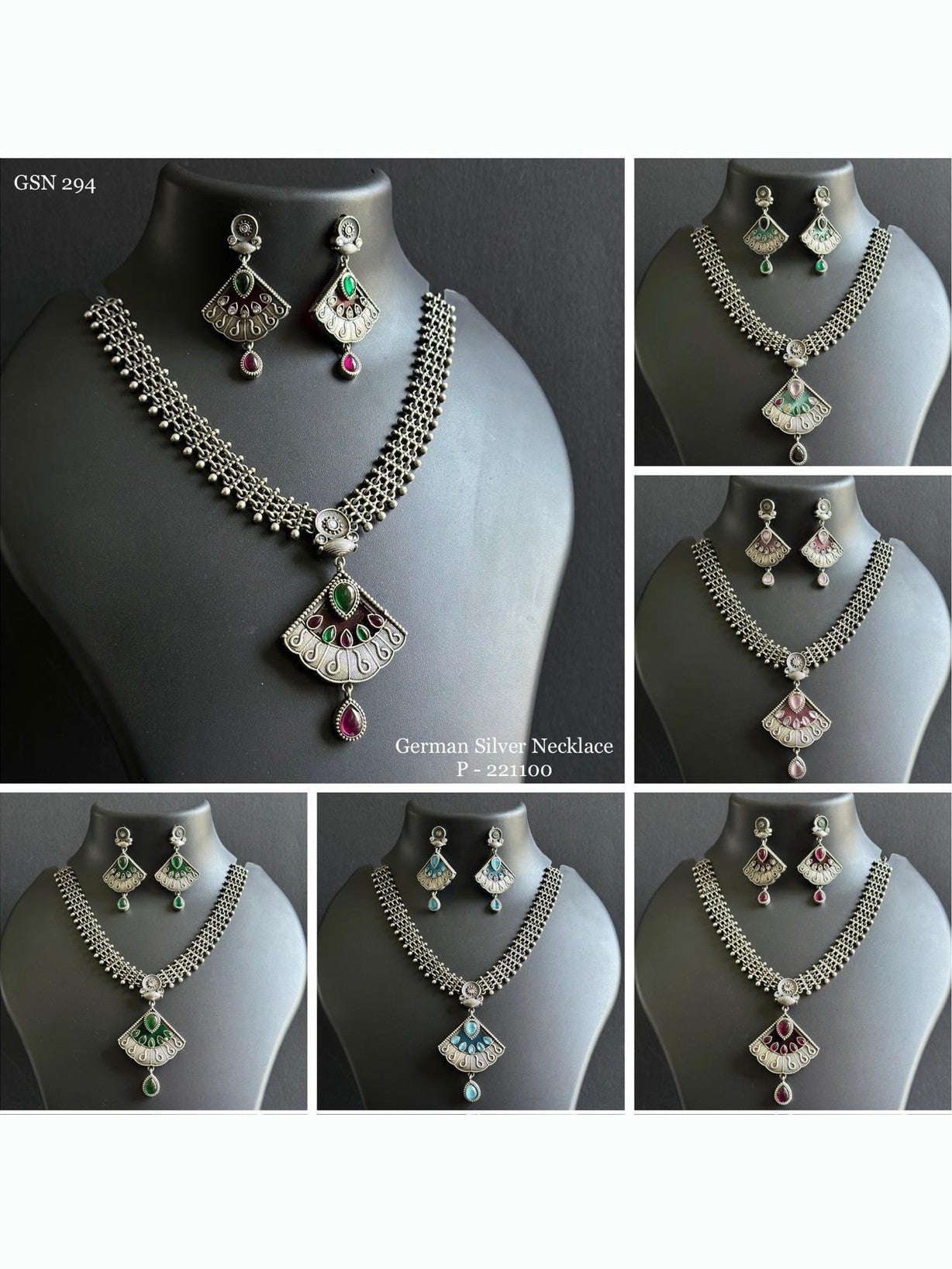 Designer German silver  monalisa stone neckless